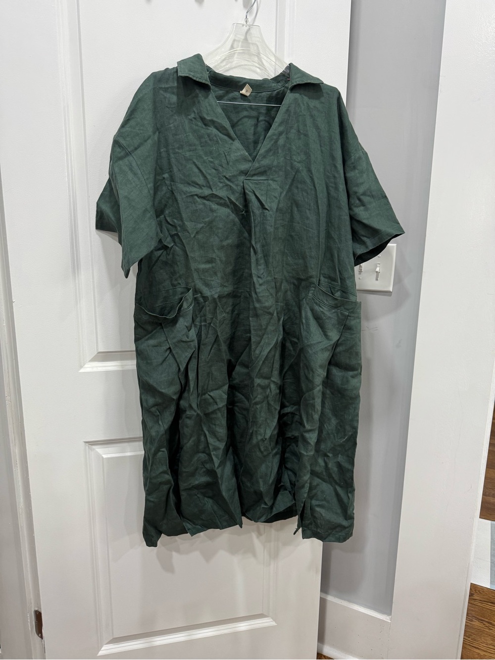 Grae Cove Dark Green Short Sleeve Linen Dress size xxl